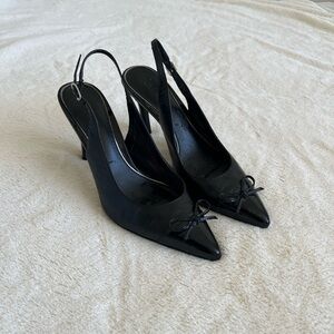 SOLD- RALPH LAUREN leather bow slingbacks